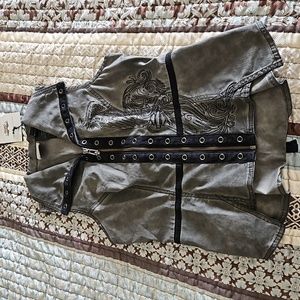 Harley Davidson embellished zip front top